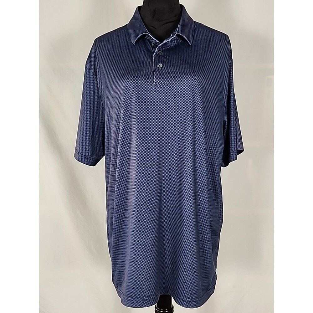Ben Hogan Golf Polo Shirt Adult Mens Large Blue Geometric Short Sleeve